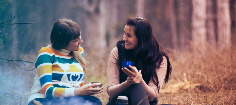 Two women talking